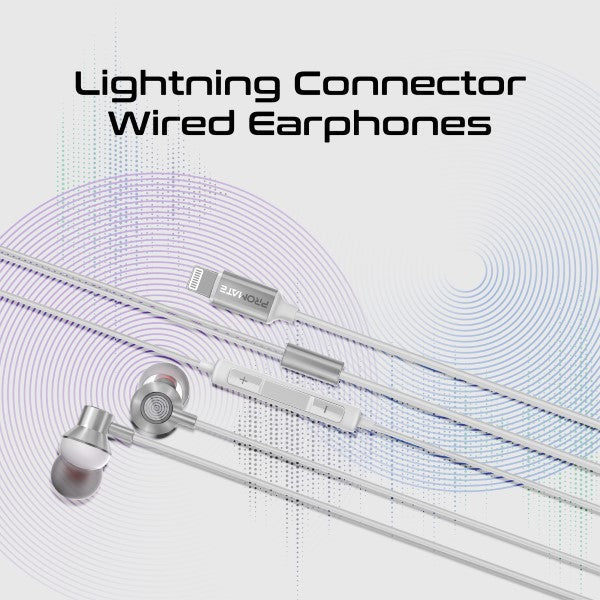 Promate Vibe-LT Lightning Connector Earphones with Microphone - White - TJRJL9I