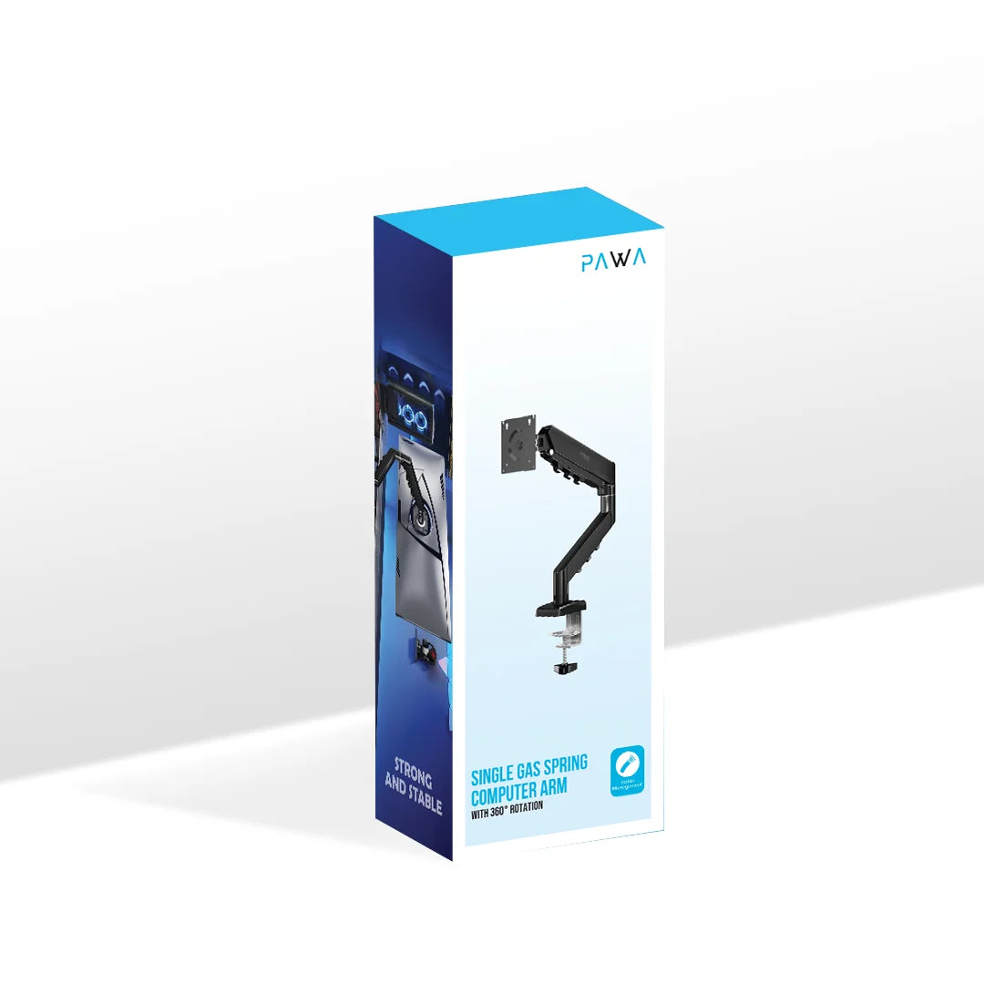 Pawa Single Gas Spring Computer Arm with 360 Rotation