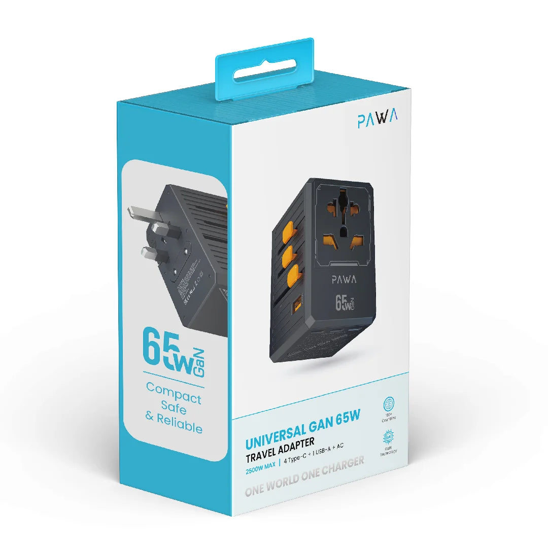 Pawa Universal GaN Travel Charger 65W - Black