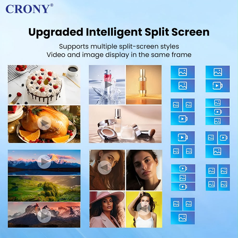 Crony TX55-2 55 Inch 4K Interactive Touch Screen Smart Display Android 11 Led Panel Dual Speaker Advertising Machine