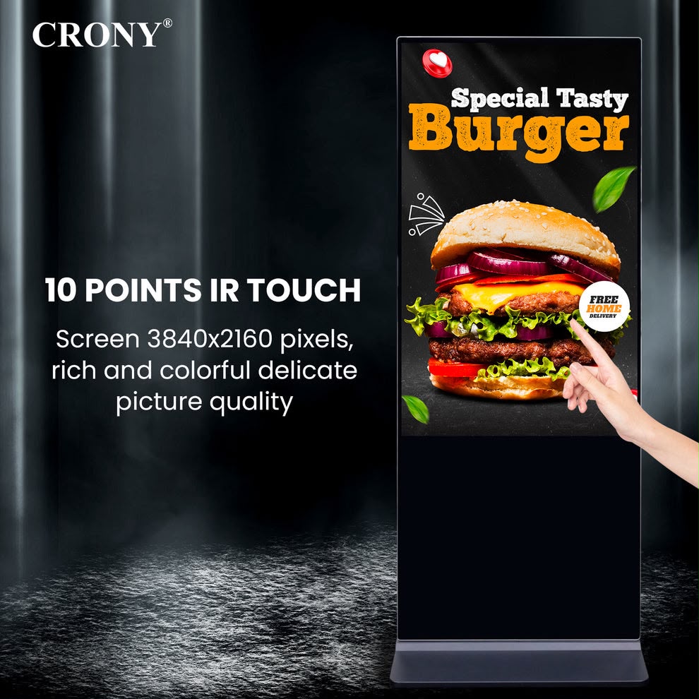 Crony TX55-2 55 Inch 4K Interactive Touch Screen Smart Display Android 11 Led Panel Dual Speaker Advertising Machine