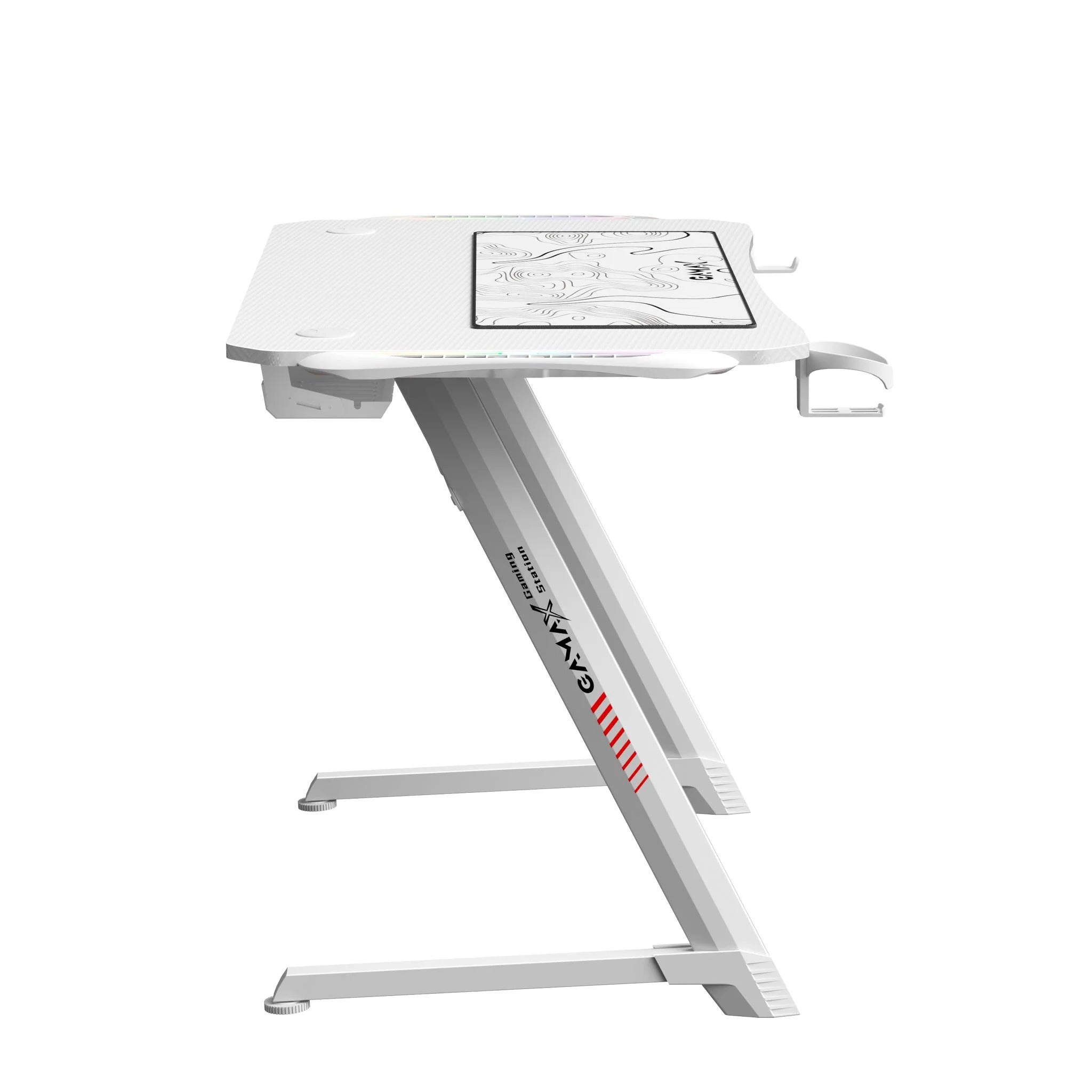 جدول ألعاب Gamax Z5-1160 ألياف الكربون مع RGB Light & Mousepad - أبيض