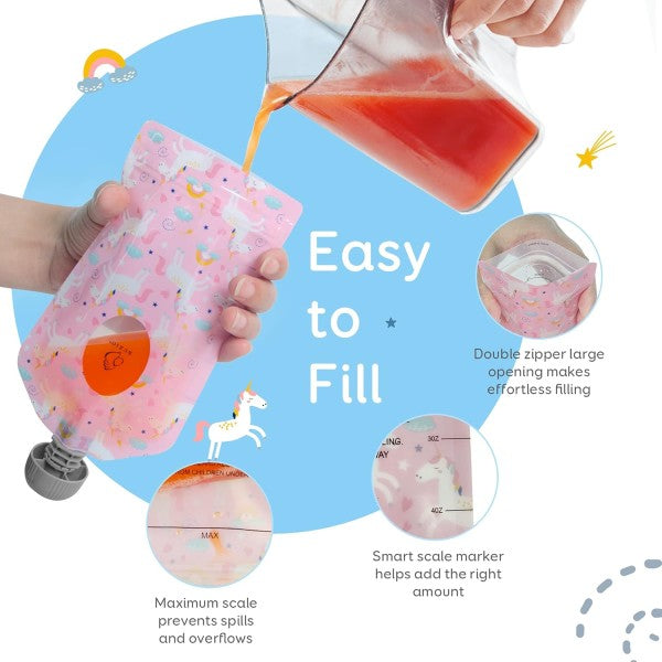 Buzio Reusable Food Pouches for Kids 150ML - 12 Packs