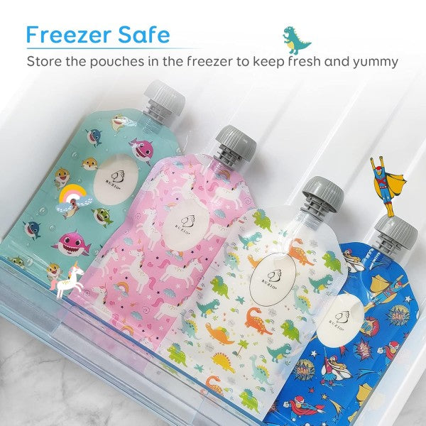 Buzio Reusable Food Pouches for Kids 150ML - 12 Packs