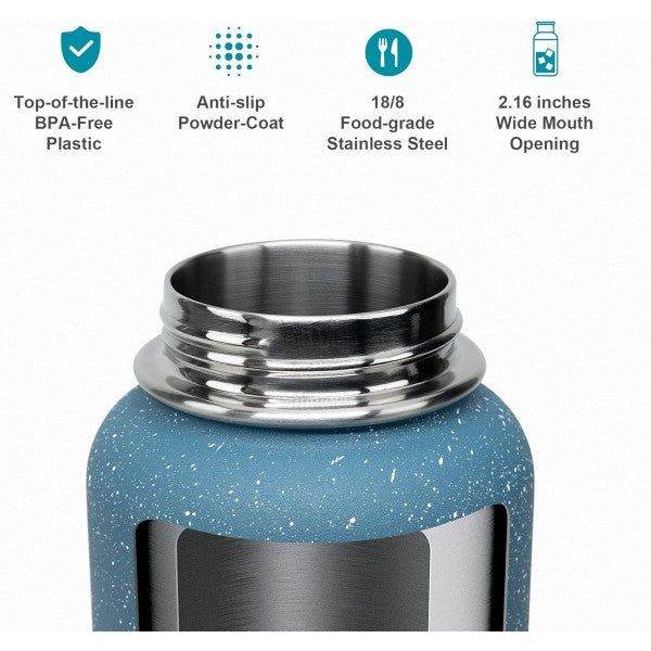 Buzio Trio Series Water Bottle with 3 Lids and Sleeve 1.2L -  Starry Pacific