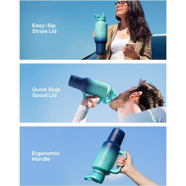 Buzio Trophy Series Handled Water Bottle for Car 1.2L - Caribbean Blue