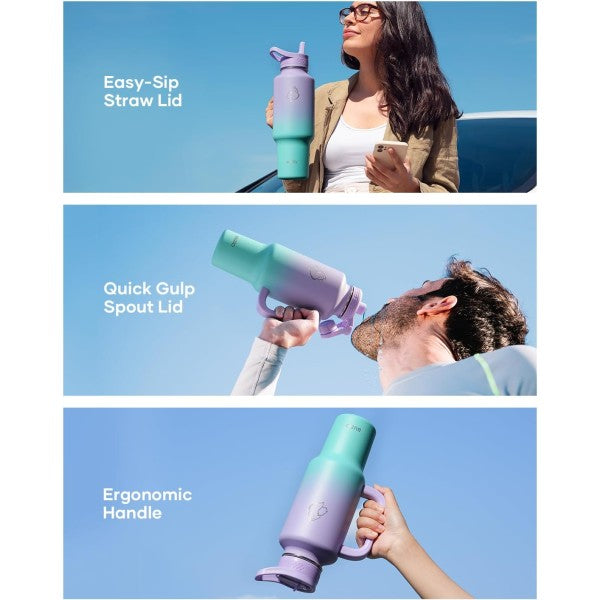 Buzio Trophy Series Handled Water Bottle for Car 1.2L - Purple Green