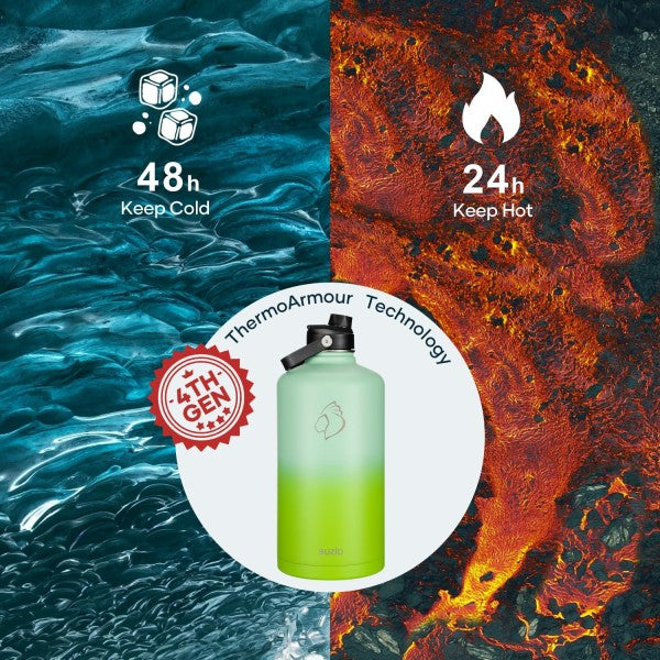 Buzio Duet Series Gallon Bottle with 2 Lids and Sleeve 3.8L - Gradient Green