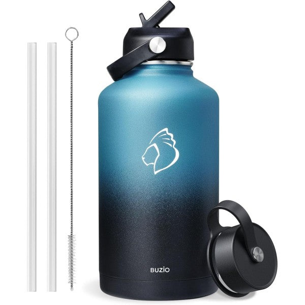 Buzio Duet Series Water Bottle with 2 Lids and Sleeve 1.9L - Indigo Crush