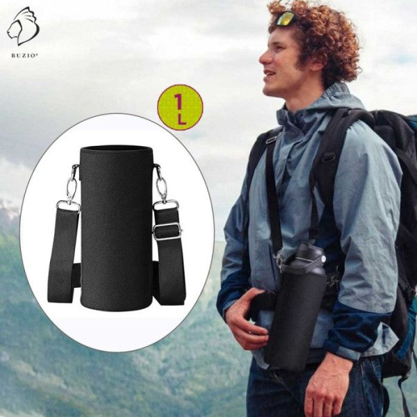 Buzio Water Bottle Holder Carrying Pouch for 1L - Black
