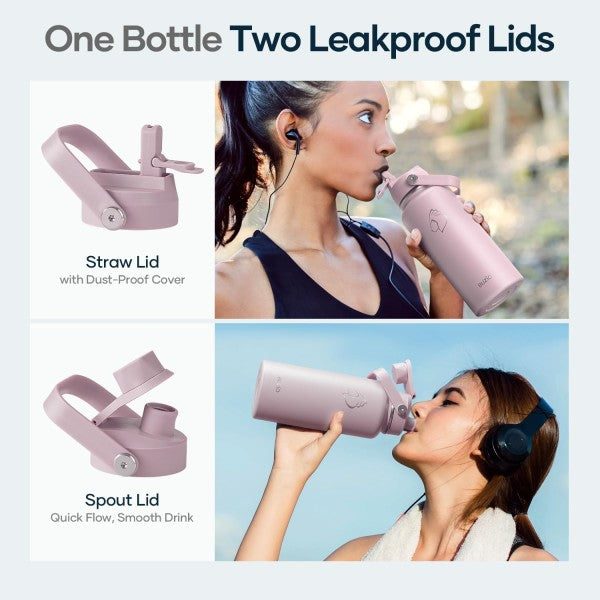 Buzio Duet Series Water Bottle with 2 Lids and Sleeve 700ML - Purple