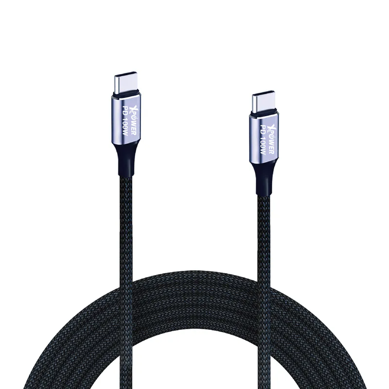 Xpower 1M C to C Magnetic Absorption Zinc Alloy 100W Sync & Charge Cable - Gray