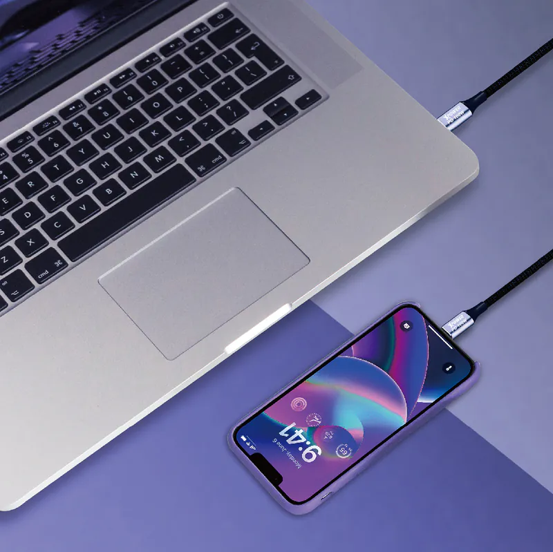 Xpower 1M C to C Magnetic Absorption Zinc Alloy 100W Sync & Charge Cable - Gray