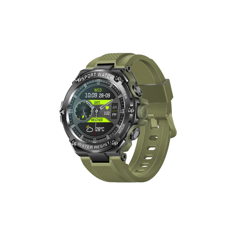 Promate-1.53" Round Screen Fitness Tracker Smartwatch with BT Calling - Midnight Green