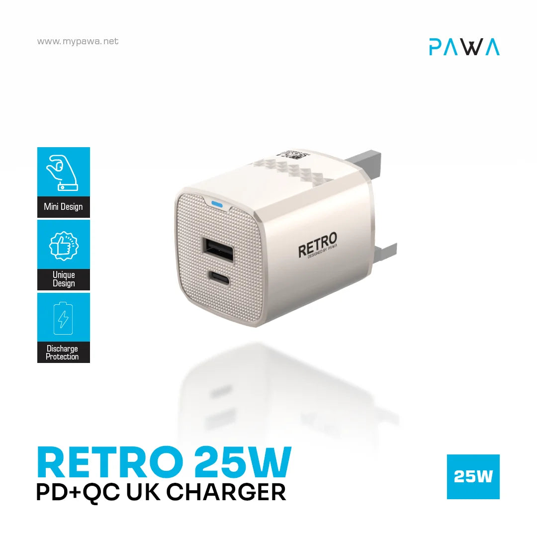 Pawa Retro 25W With PD+QC Port Uk Plug - Titanium