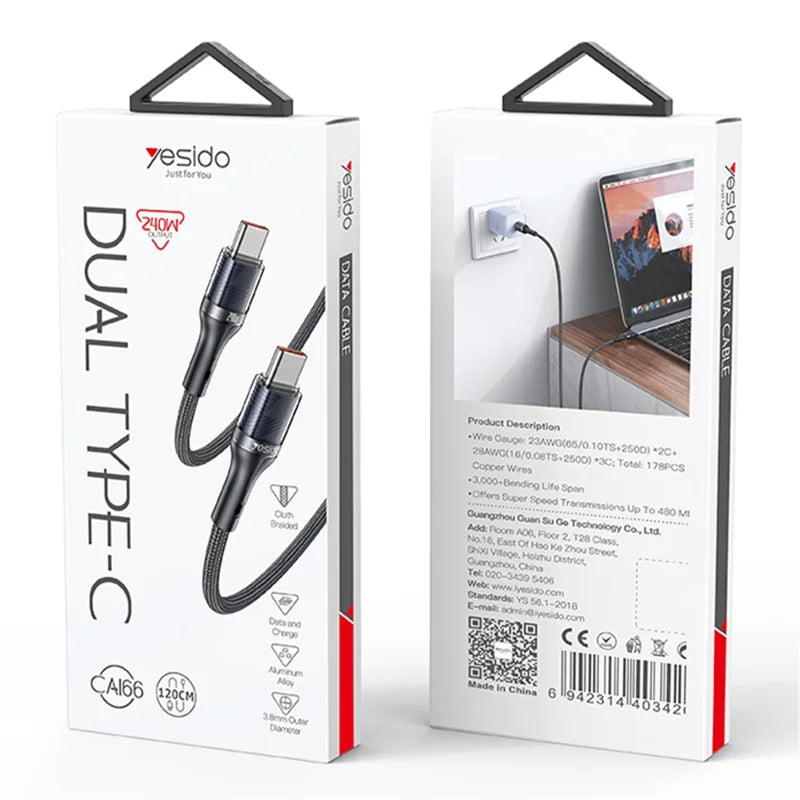 Yesido Ca166 1.2M 240W Pd To Type C Cable