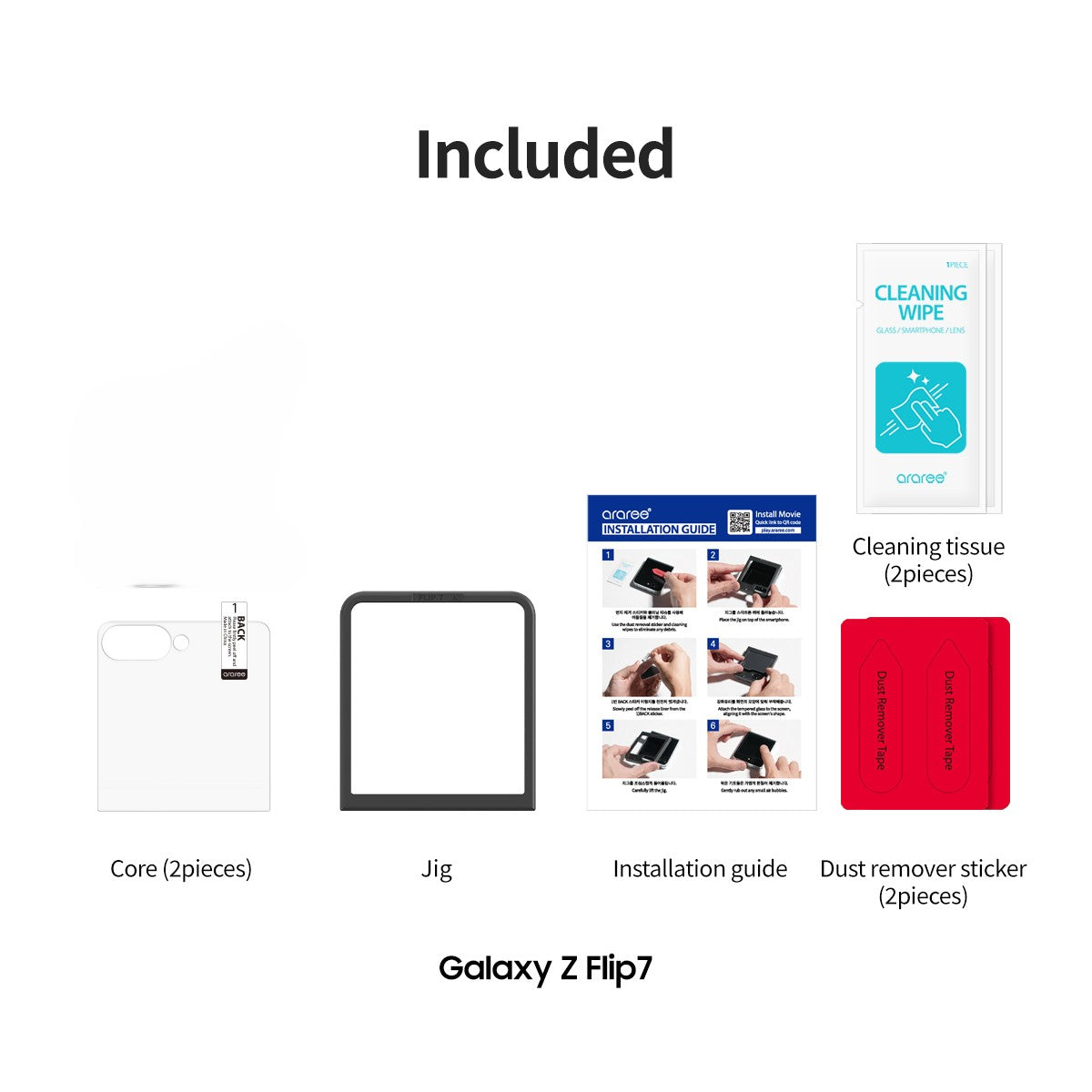 Araree Core Front Screen Tempered Glass For Samsung Galaxy Z Flip 7 - Clear (1 Pcs)