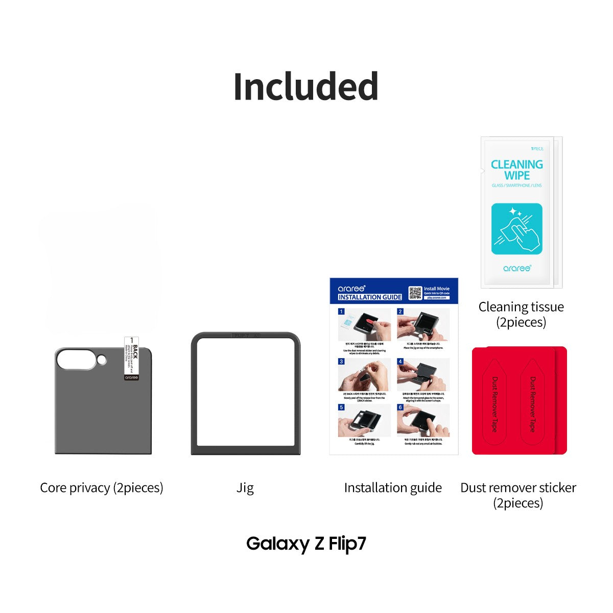 Araree Core Front Screen Tempered Glass For Samsung Galaxy Z Flip 7 - Privacy (1 Pcs)