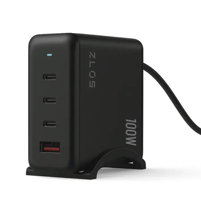 ZLOS 100W 4-Port USB-C GaN Charger with Cable & Charging Stand