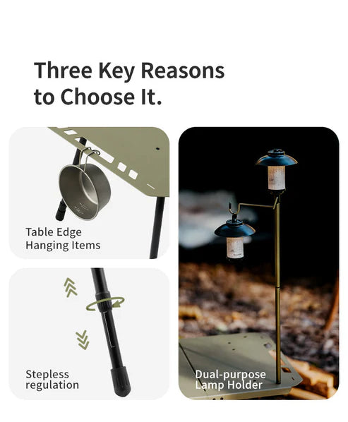 Naturehike Simple Star H02 Tactical Table - Green (80×40×36-54)