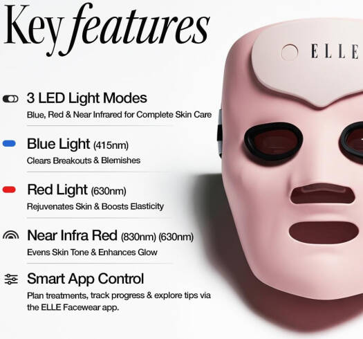 Elle Led Mask Radiance Boost Pro Facewear Pink Colour
