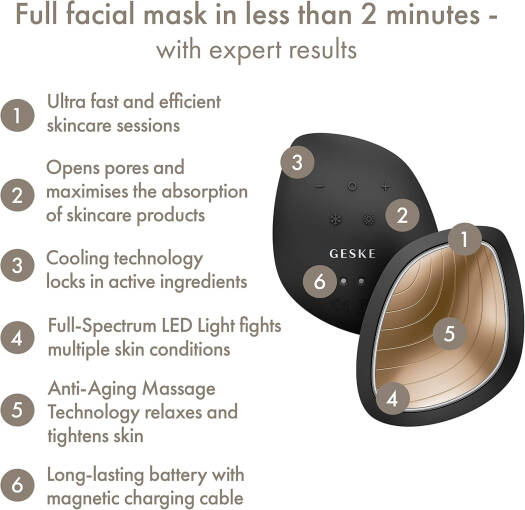 GESKE Face Care -  Sonic Thermo Facial Brush & Face Lifter - 9 In 1 - Grey