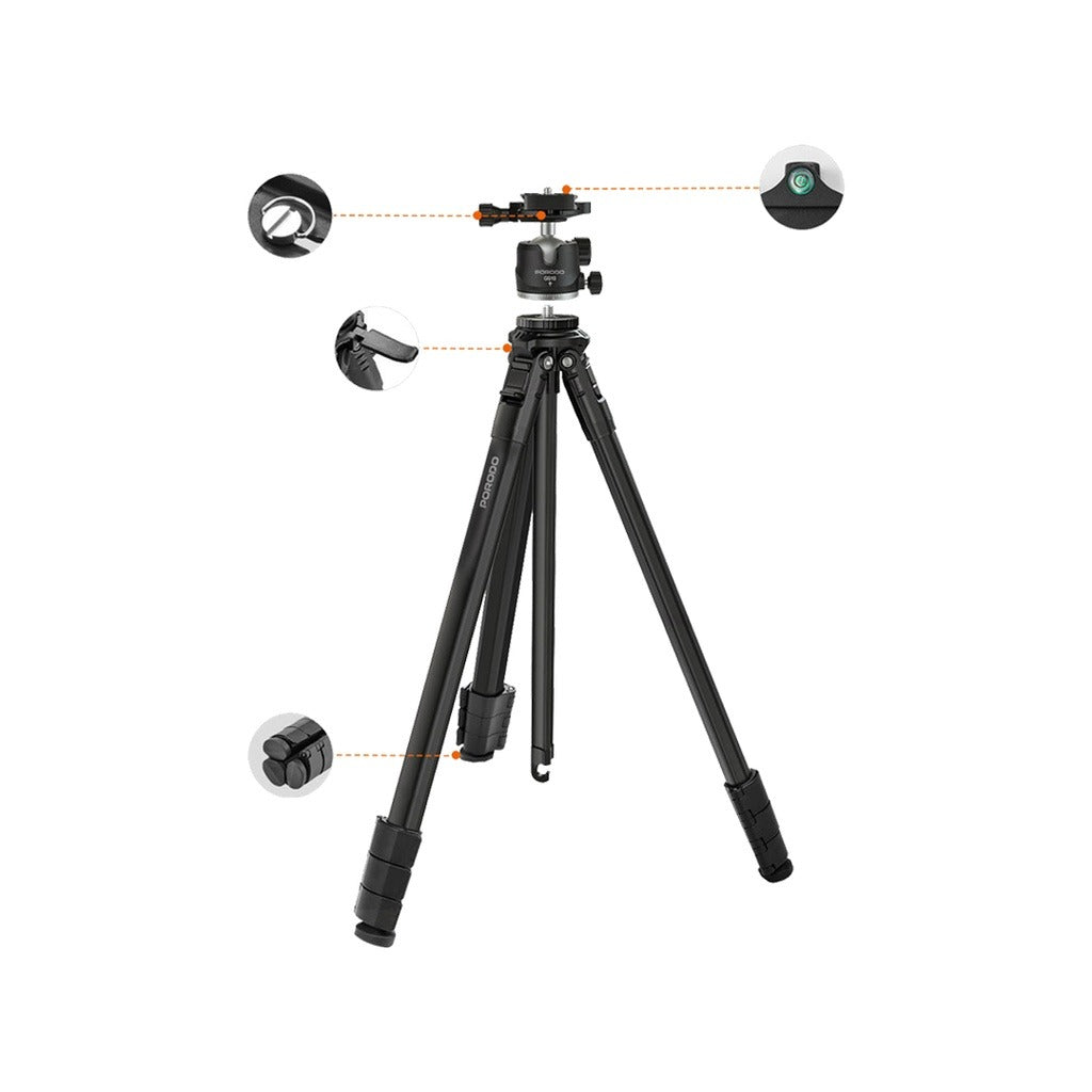 Porodo Ultra-Light Aluminum Tripod - Black