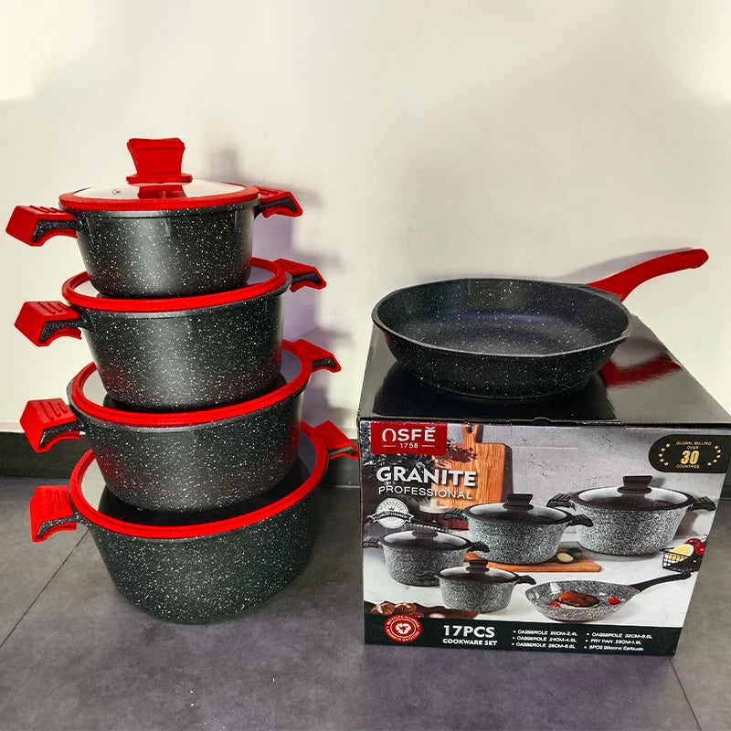 UMC-17PCS COOKWARE SET-black marble