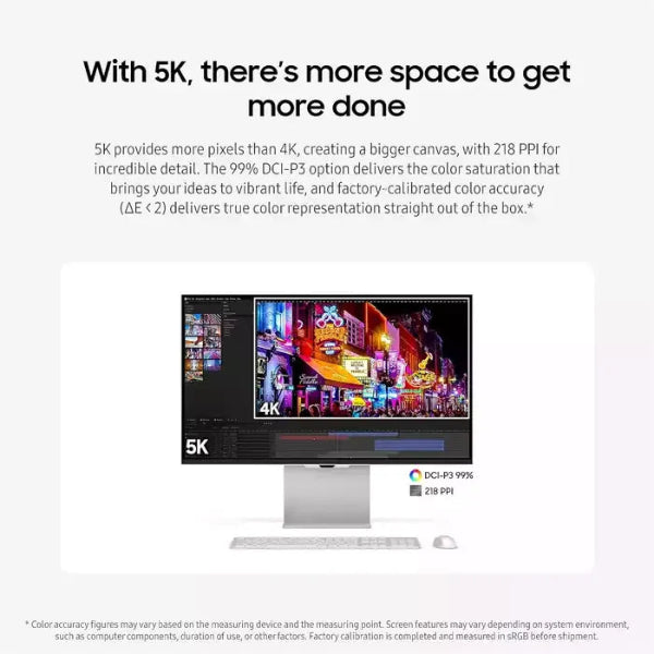 Samsung Viewfinity S9 Series 27-inch 5k Hi-res 5ms 60hz Flat Monitor - Light Gray LS27C902PAMXUE