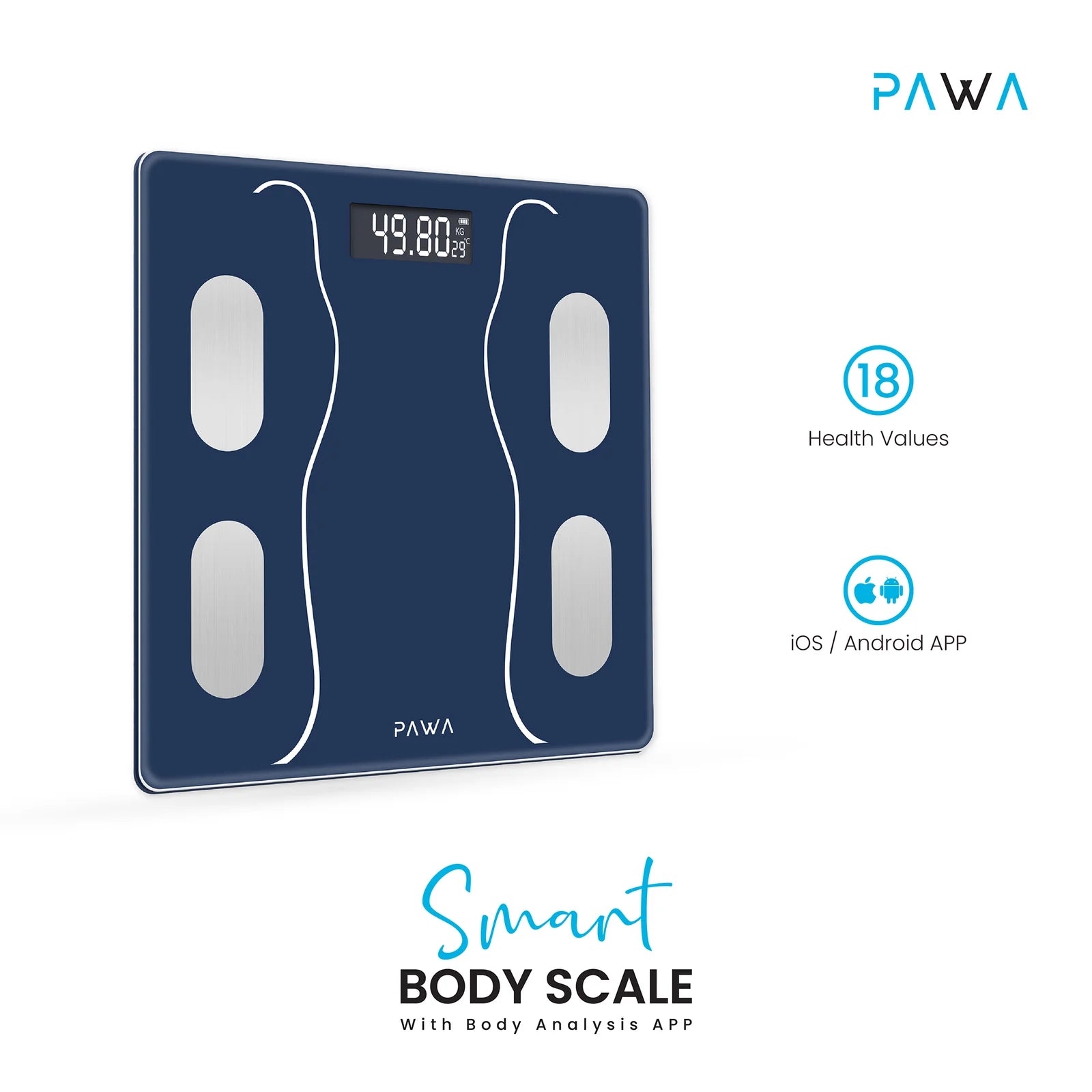 Pawa Smart Body Scale with Body Analysis APP - Blue