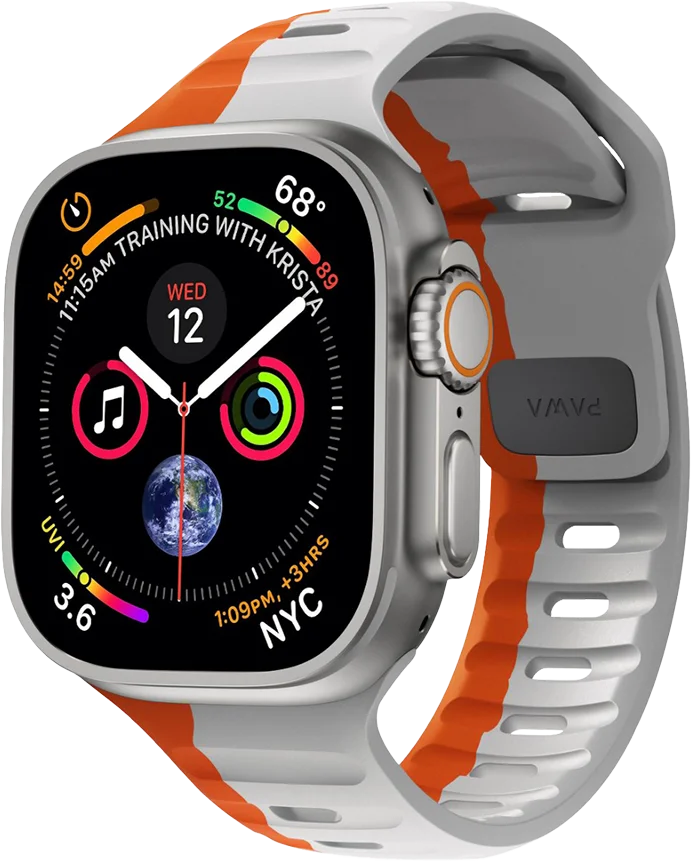 Pawa Lagos Limited Edition Premium Soft Silicon Strap 45/49MM - Grey/Orange