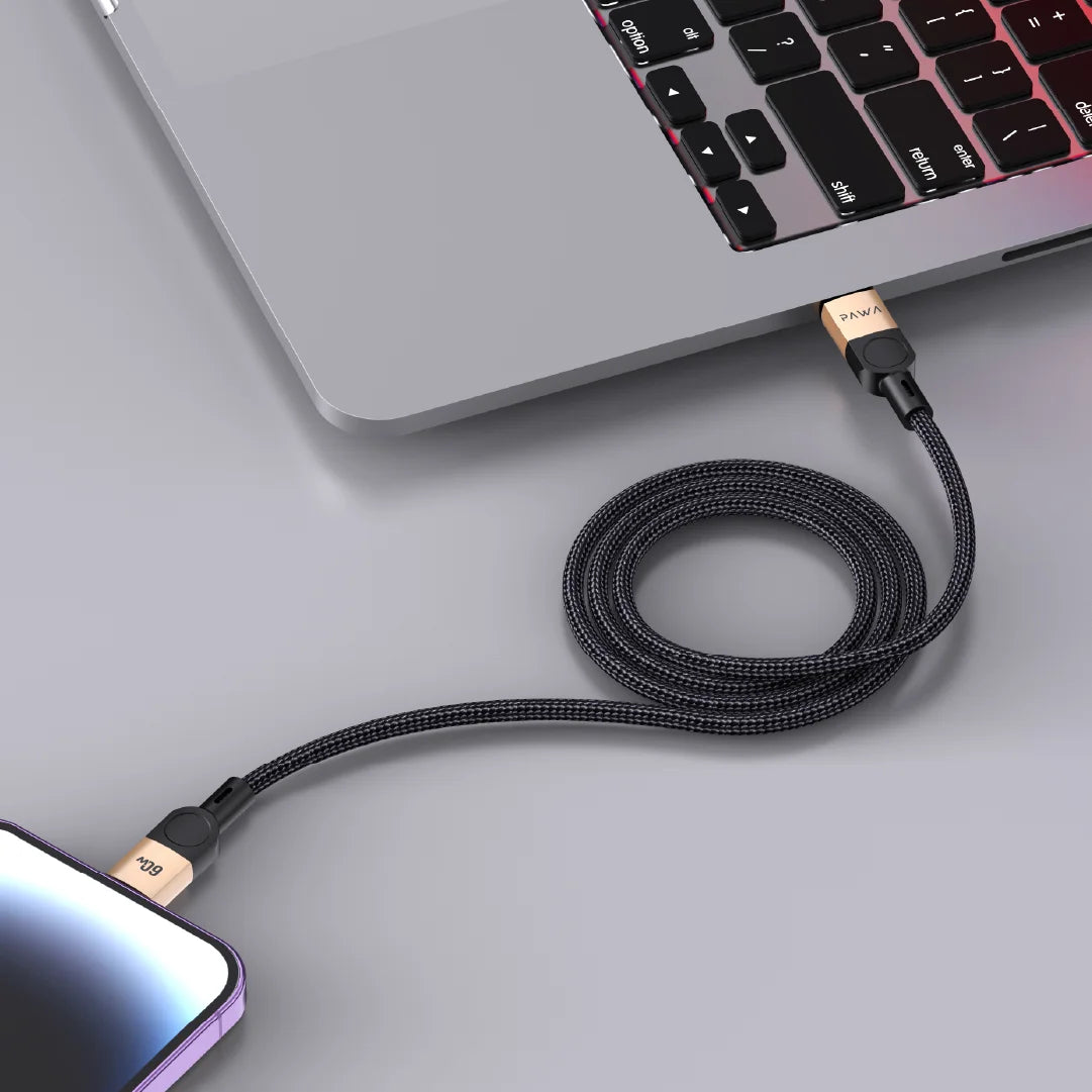 Pawa Levin Magnetic Braided USB-C To USB-C Cable 1M 60W - Desert Black