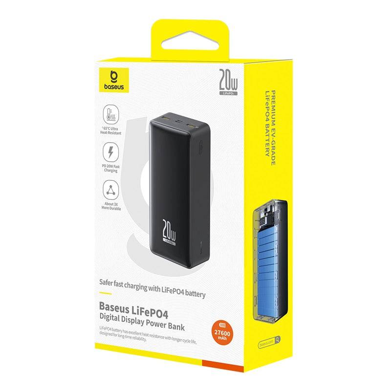 BASEUS LIFEPO4 POWER BANK 20W 27600MAH Black
