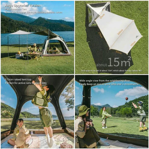 Naturehike Ango Automatic 4 people with canopy Tent - Oka Brown (240*240*175)