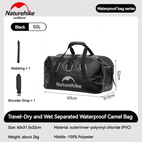 Naturehike Xinglv Waterproof Travel Bag - Black (60L)