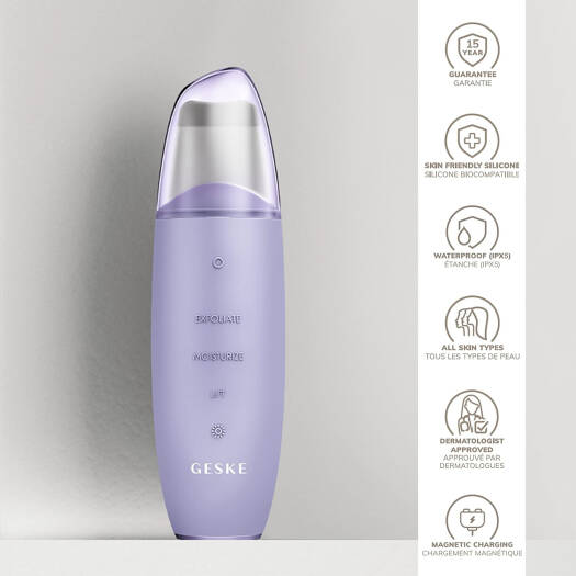 GESKE Face Care - Microcurrent Skin Scrubber Black Head Remover - 9 In 1 - Purple