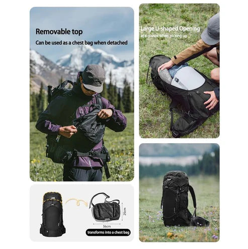 Naturehike Helium Waterproof Hiking Bag - Black L (70L)