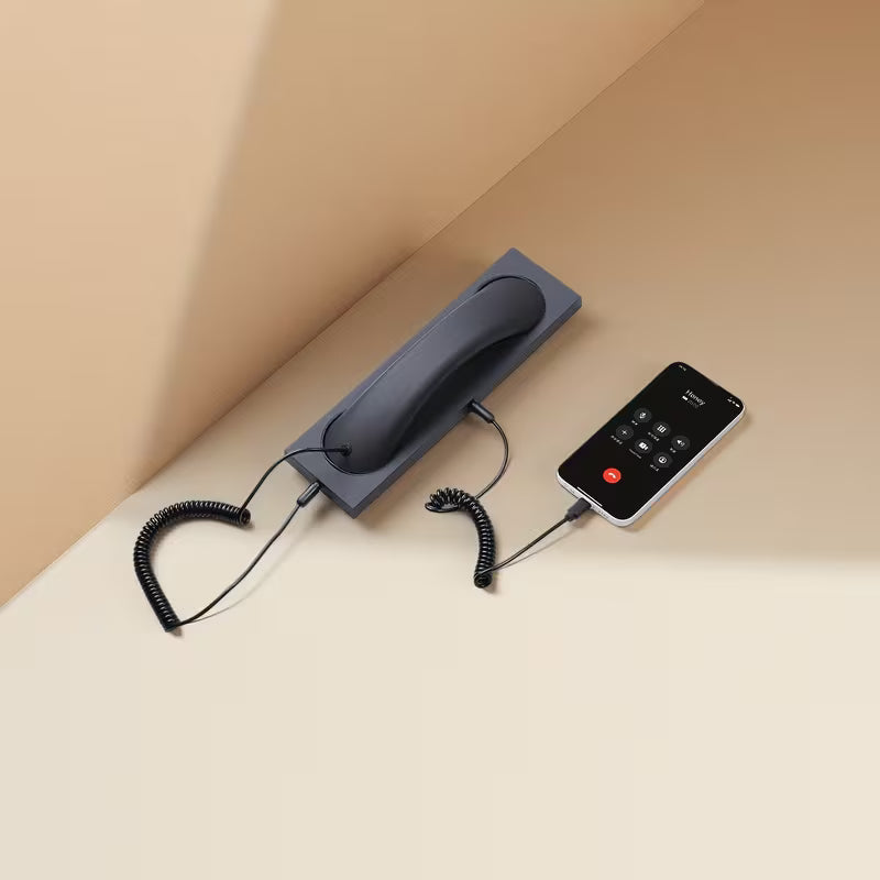 Retro Phone Receiver Type-C Compatible With Ios And Android With Base-Black