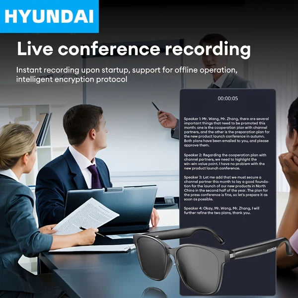 Hyundai Hy C8 Wireless AI Smart Glasses مع ترجمة مكبر صوت 70+ اللغات - SMG492