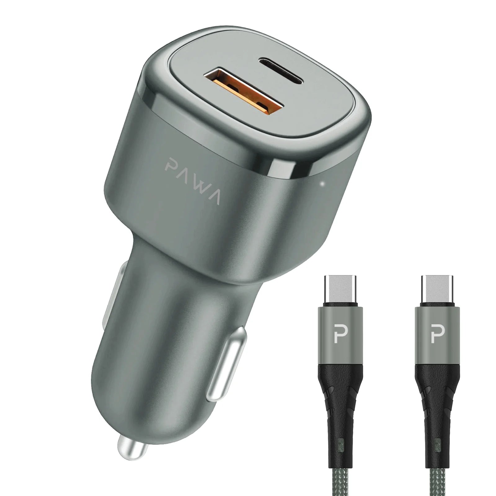 Pawa Solid Car Charger With PD+QC Port 50W