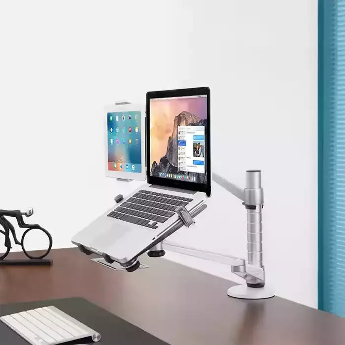 GAMVITY MULTI-FUNCTIONAL LAPTOP AND TABLET DUAL ARM MOUNT HOLDER STAND OA-9X - SILVER