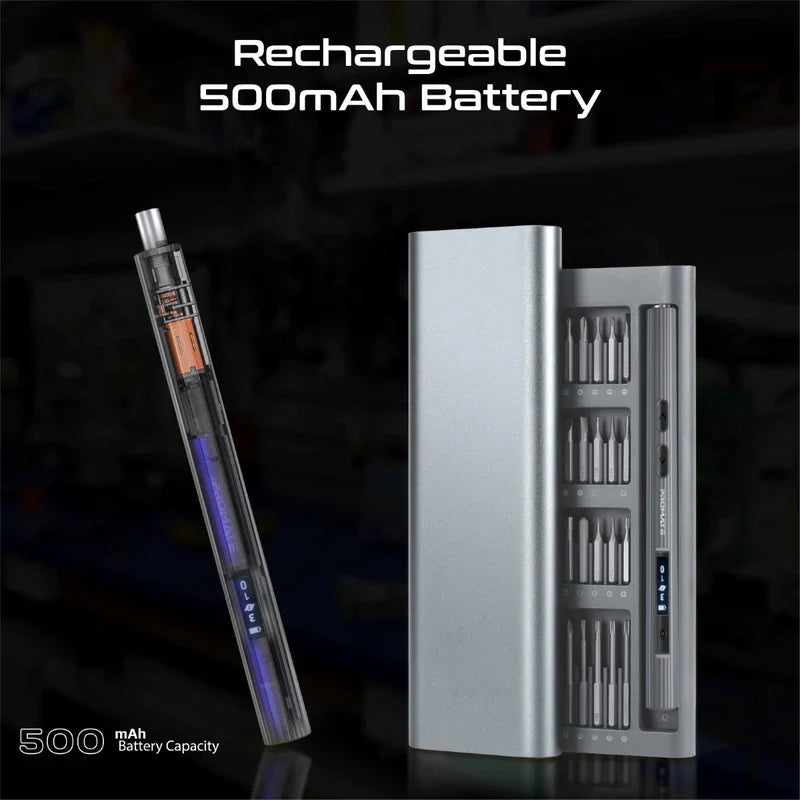 طقم مفك البراغي الكهربائي اللاسلكي المكون من 62 قطعة مع ضوء LED - رمادي - TJR8UPK