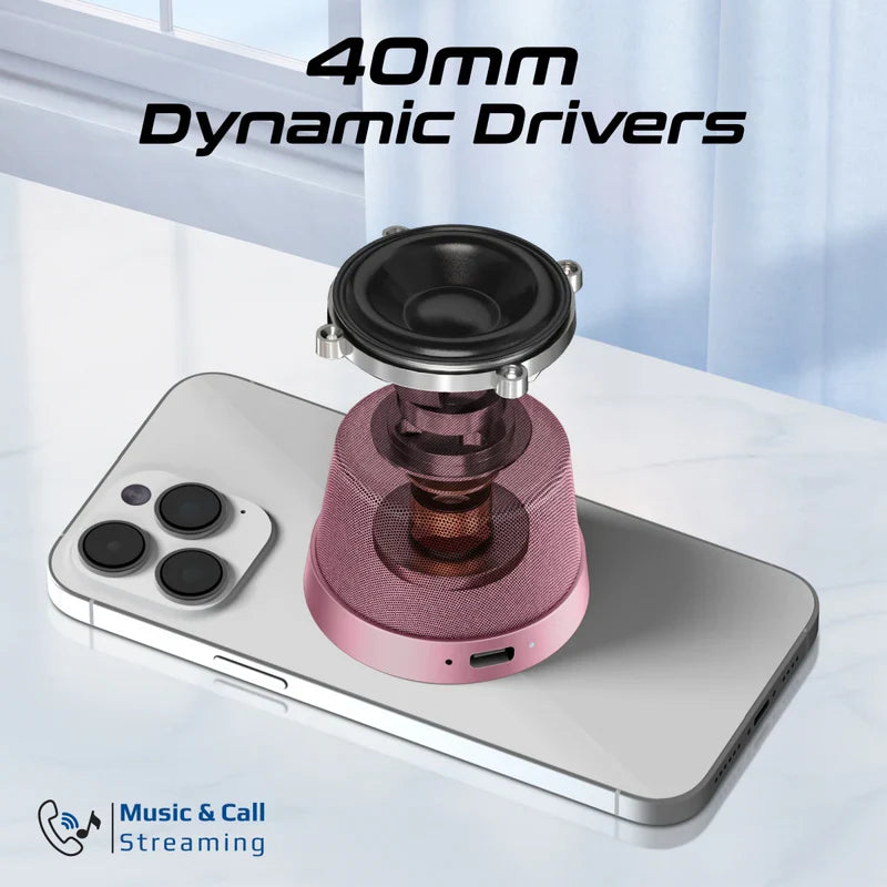 مكبر صوت بلوتوث مصغرة عالية الدقة مع قاعدة Magsafe - Pink - TJRC7J3