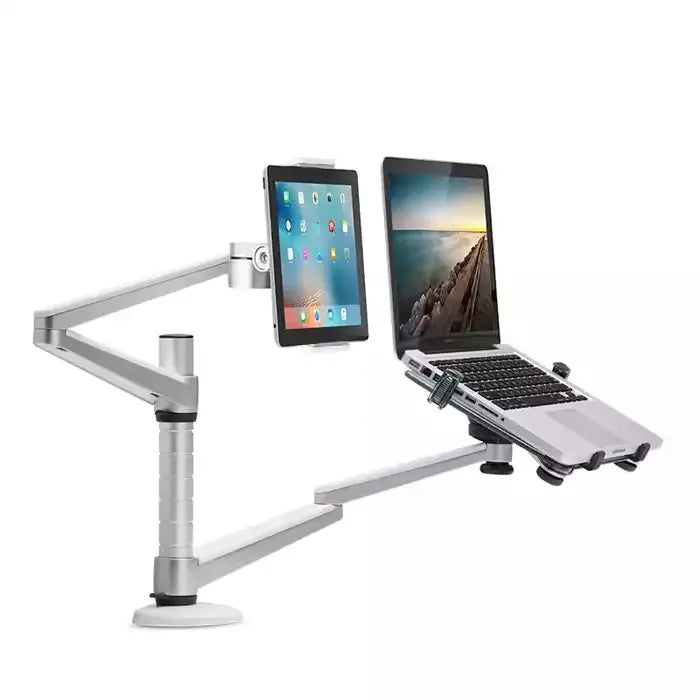 GAMVITY MULTI-FUNCTIONAL LAPTOP AND TABLET DUAL ARM MOUNT HOLDER STAND OA-9X - SILVER