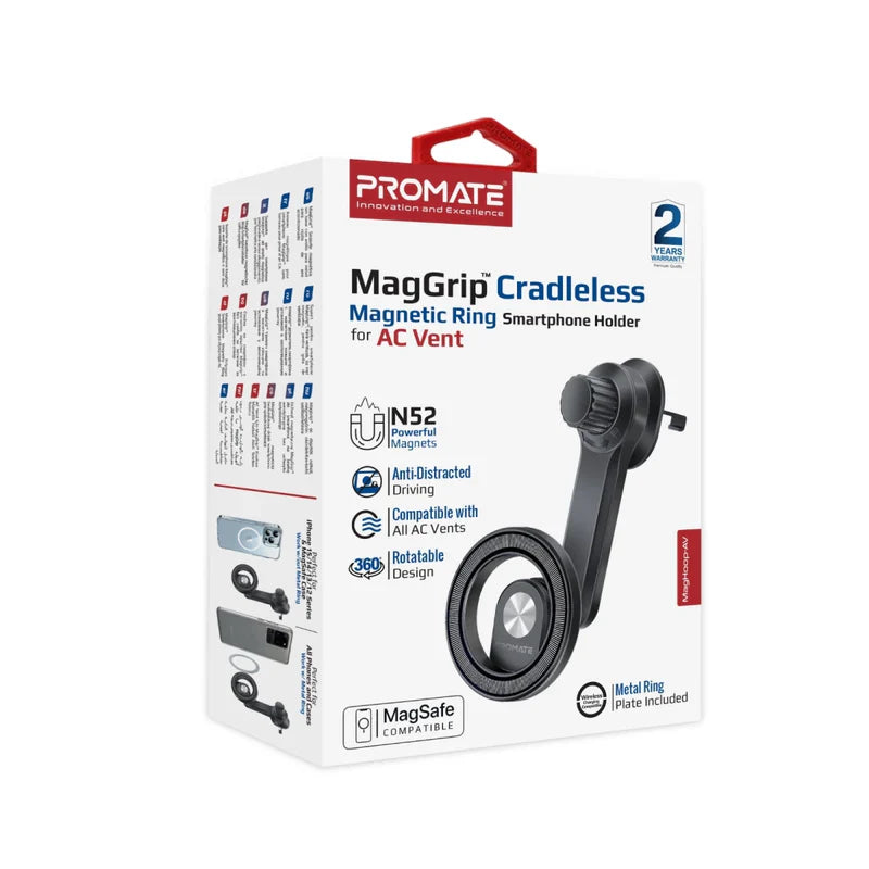 MagGrip Cradleless Magnetic Ring Smartphone Holder for AC Vent - Black - TJRYHM9