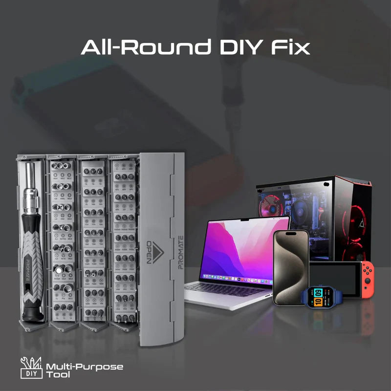 طقم مفك البراغي المغناطيسي الأسطواني البالغ 126 قطعة - رمادي - TJR048Z