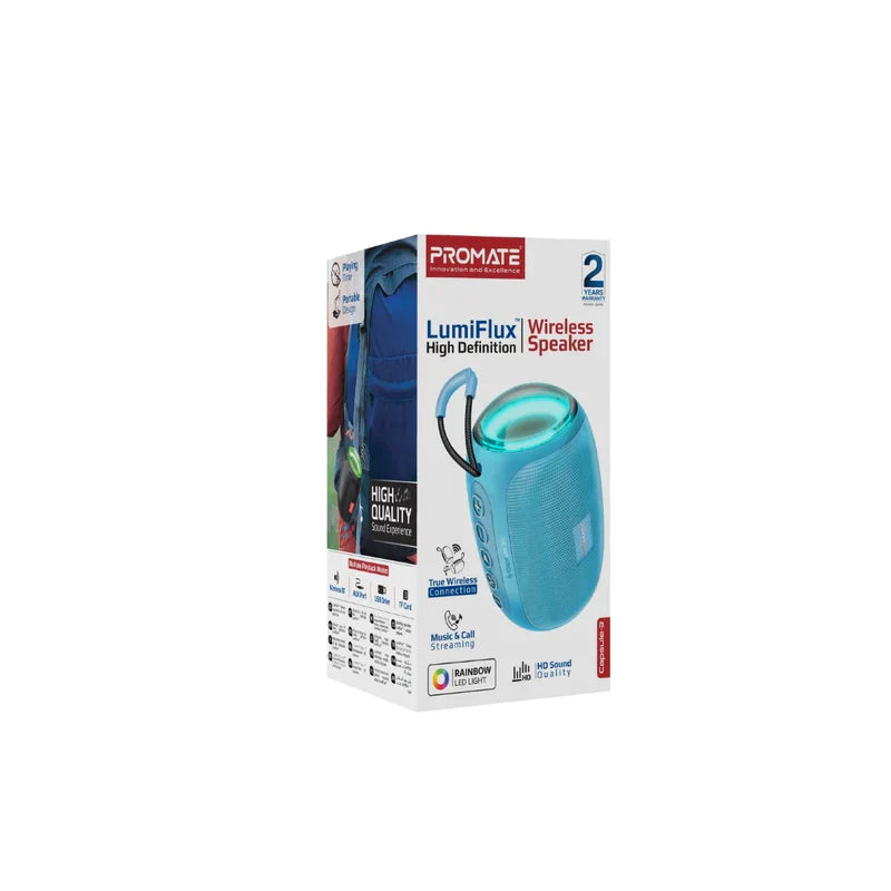 Promate Capsule-3 LumiFlux™ HD Wireless Speaker - Blue - TJRWUP2