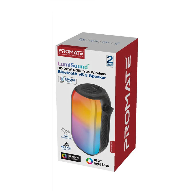 LUMISOUND ™ HD 20W RGB SPEATELLALLIS BLUETOOTH SPEAKER - Black - TJR7P8J