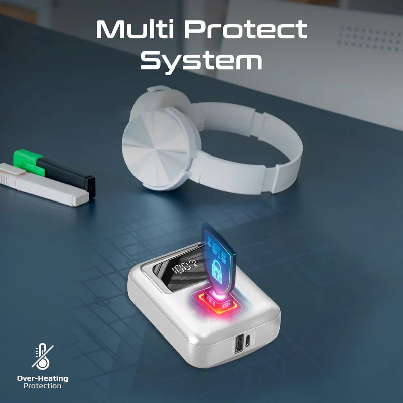 PROMATE 10000MAH Ultra Compact 35W POWER BANK مع USB -C المدمج - WHITE - TJR6LX2