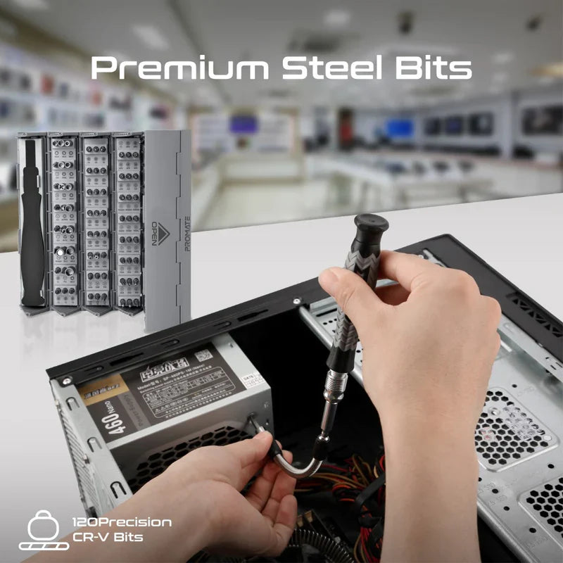 طقم مفك البراغي المغناطيسي الأسطواني البالغ 126 قطعة - رمادي - TJR048Z